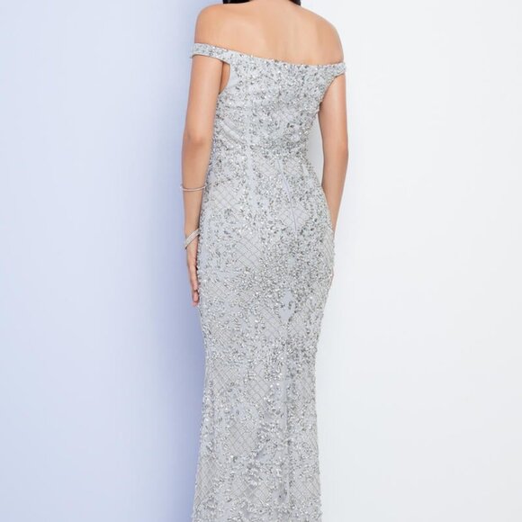 Terani Couture Nude Off Shoulder Beaded Dress - Picture 3 of 8